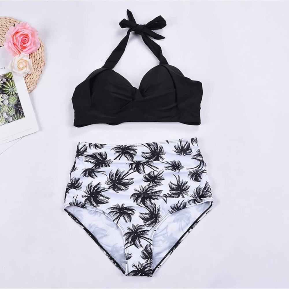 High Waist, Halter Top Bikini- Size Medium